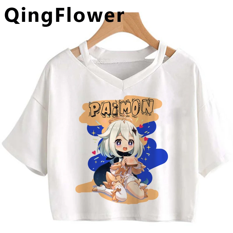 Genshin Impact Keqing T-shirts Clothes Women Vintage Crop Top Aesthetic Tumblr Kawaii Tshirt Ulzzang Kawaii Cropped Harajuku Tee