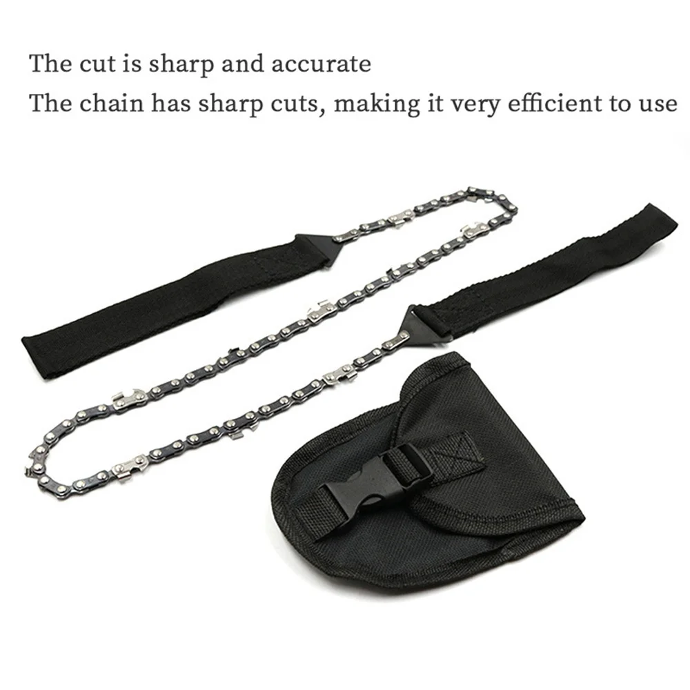 Hand Zipper Saw Portable Outdoor Chain Wire Saw 11 Tooth Manganese Steel Pocket Wire Saw 24 Inch Garden Pruning Tool
