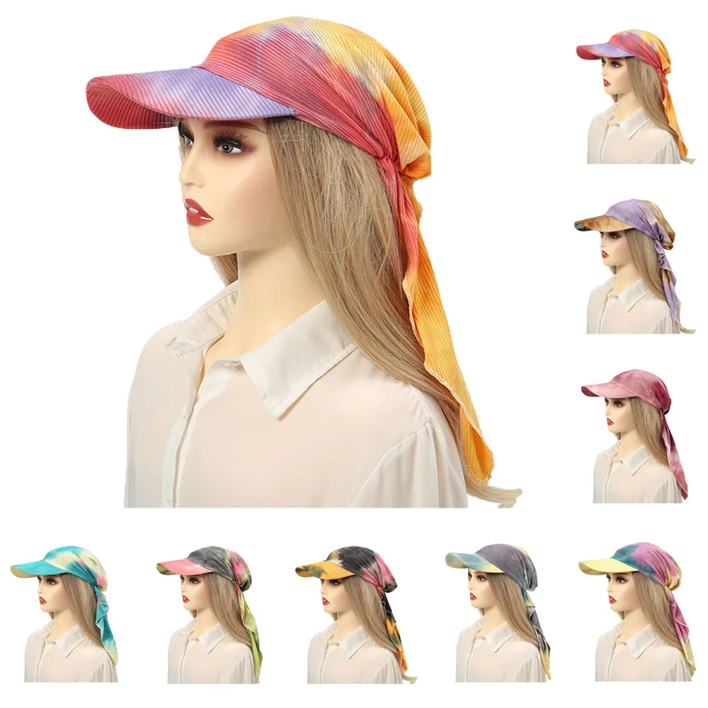 Bandana Turban Muslim Hijab Tie Back Baseball Cap Fashion Pre-Tied Women Headscarf Sun Visor Outdoor Hat Femme Bonnet Head Wrap