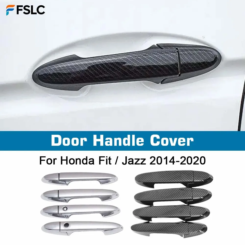 

Door Handle Cover For Honda Fit Jazz 2014 2015 2016 2017 2018 2019 2020 Carbon Fiber Chrome Car Side Sticker Styling Accessories