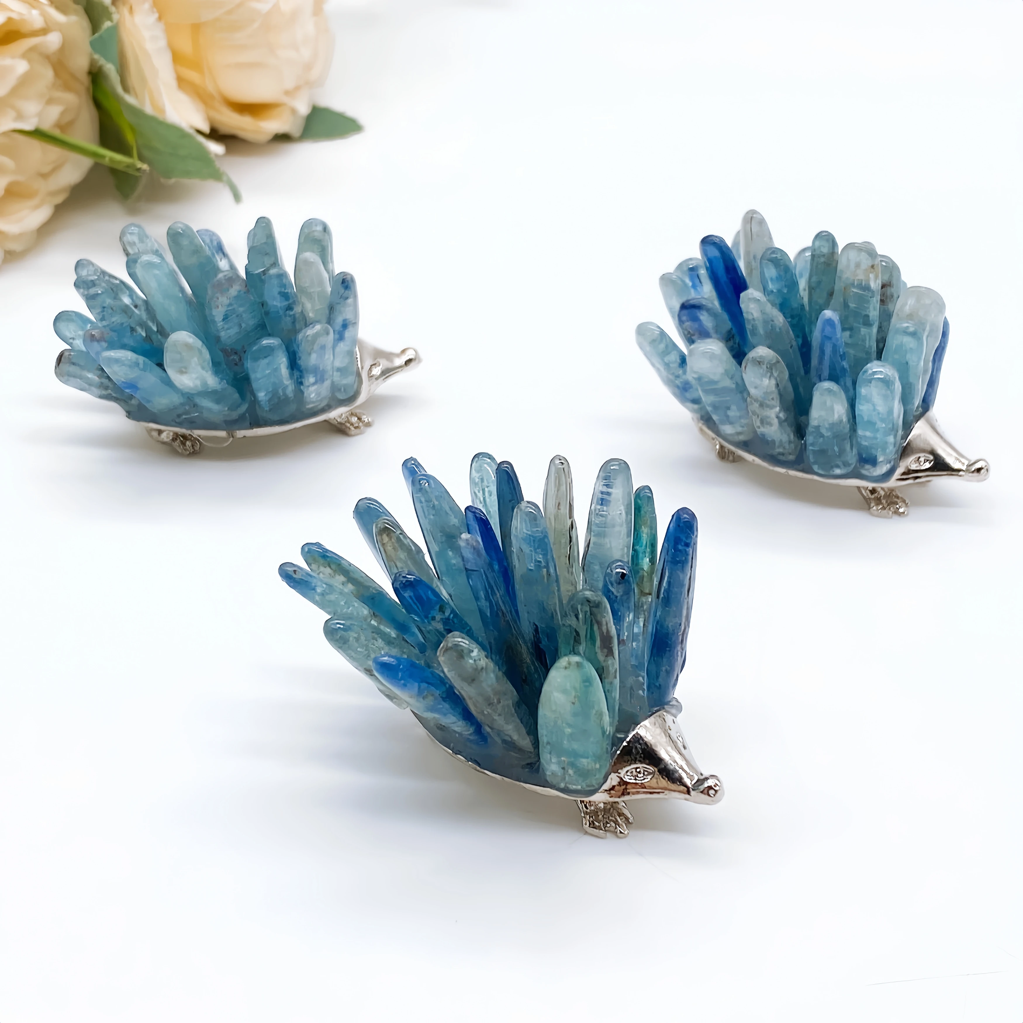 1PC Natural Blue Kyanite Hedgehog Crystal Quartz Stone spar crafts Animal Reiki Healing Home Decor Children Gift