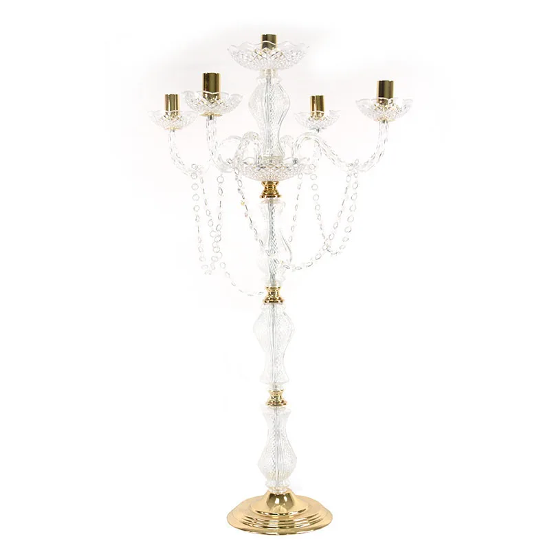 

European Acrylic 5 Arms Candelabras Center Pieces Candelabra Stand Decors For Wedding Event