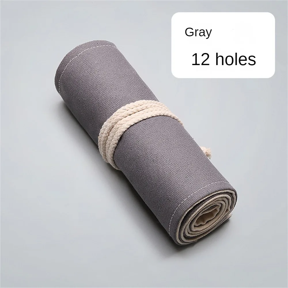 Pencil Case Save Space Has Many Uses Holes Grey Storage Bag Elastic Socket Firm Thread 12 Holes Stationery Storage