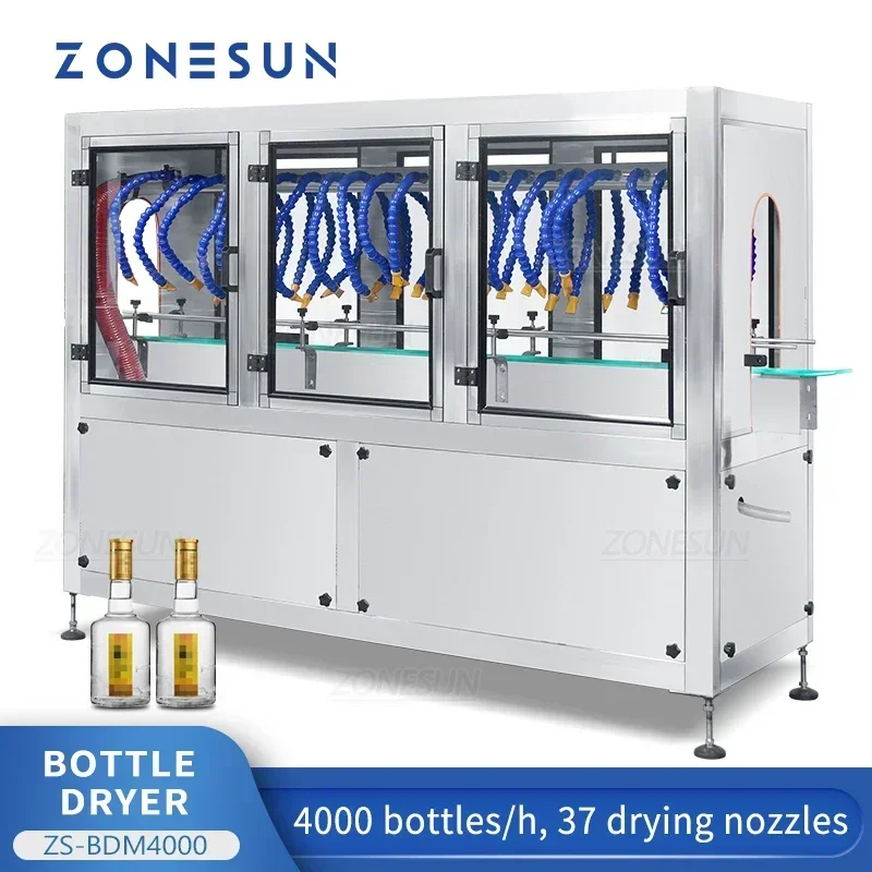 ZONESUN مجفف الزجاجات الأوتوماتيكي ارتفاع ضغط الهواء الساخن تهب آلة تجفيف المشروبات معدات خط إنتاج ZS-BDM4000