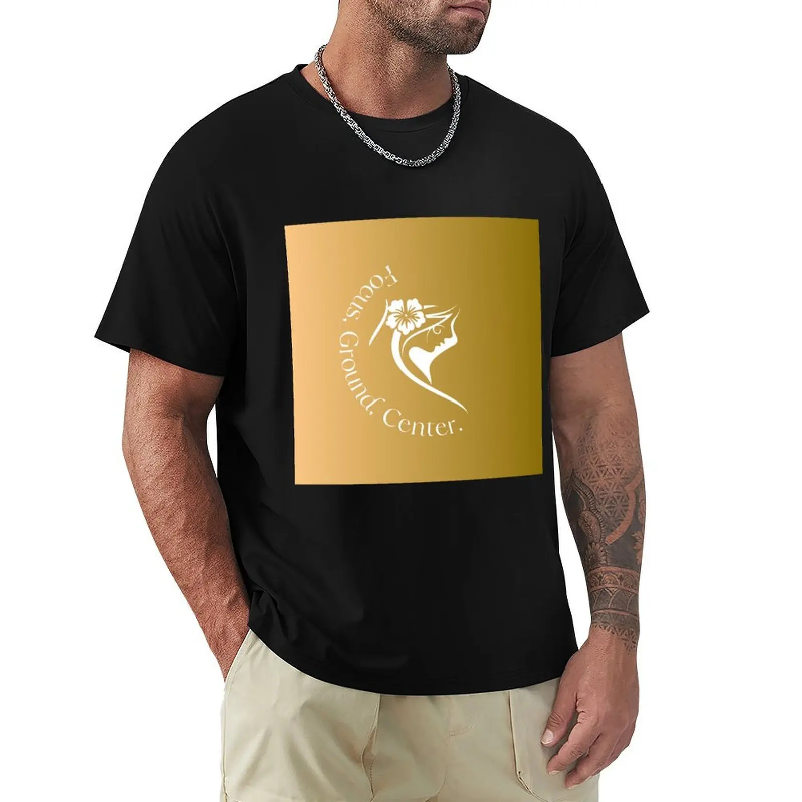 Serenity Bloom: Find Your Center T-Shirt Basic Simple Design Short Sleeve Shirt
