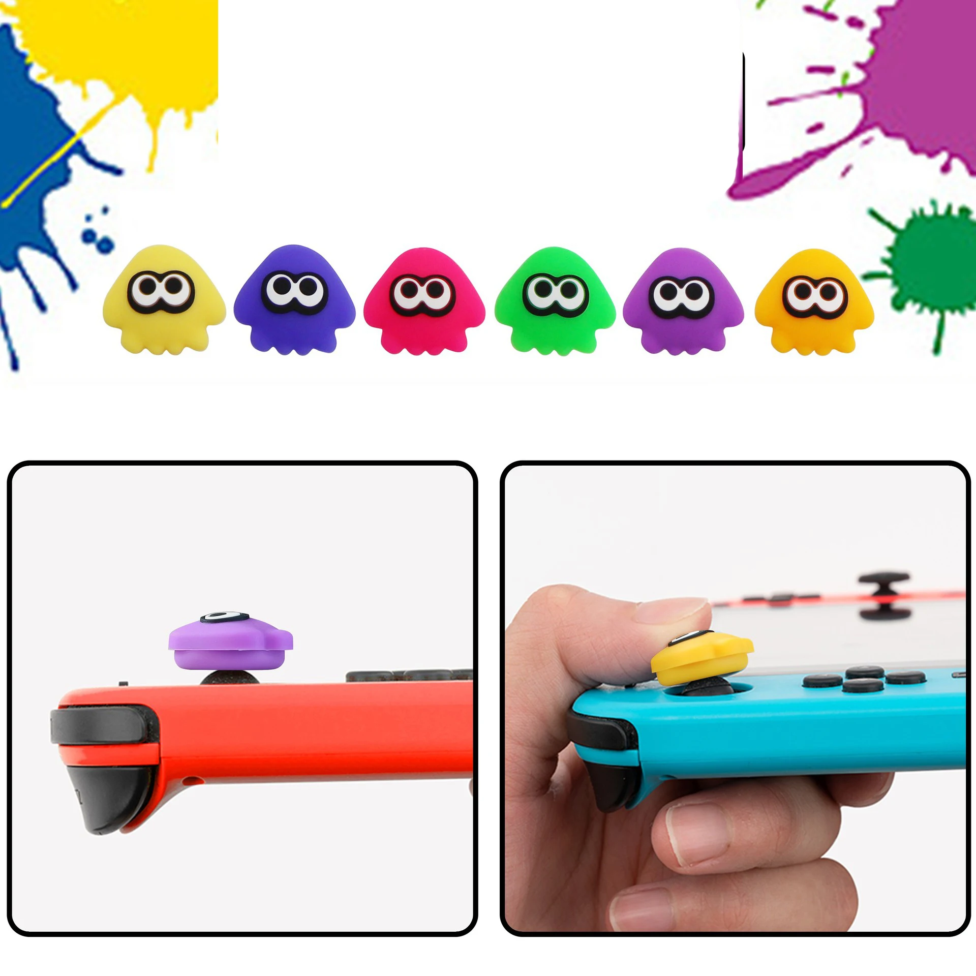 inkfish Octopus Game Silicone Case Joystick Soft Cover For Nintendo Switch Oled NS Lite Console Joy-con Thumb Stick Grip Cap