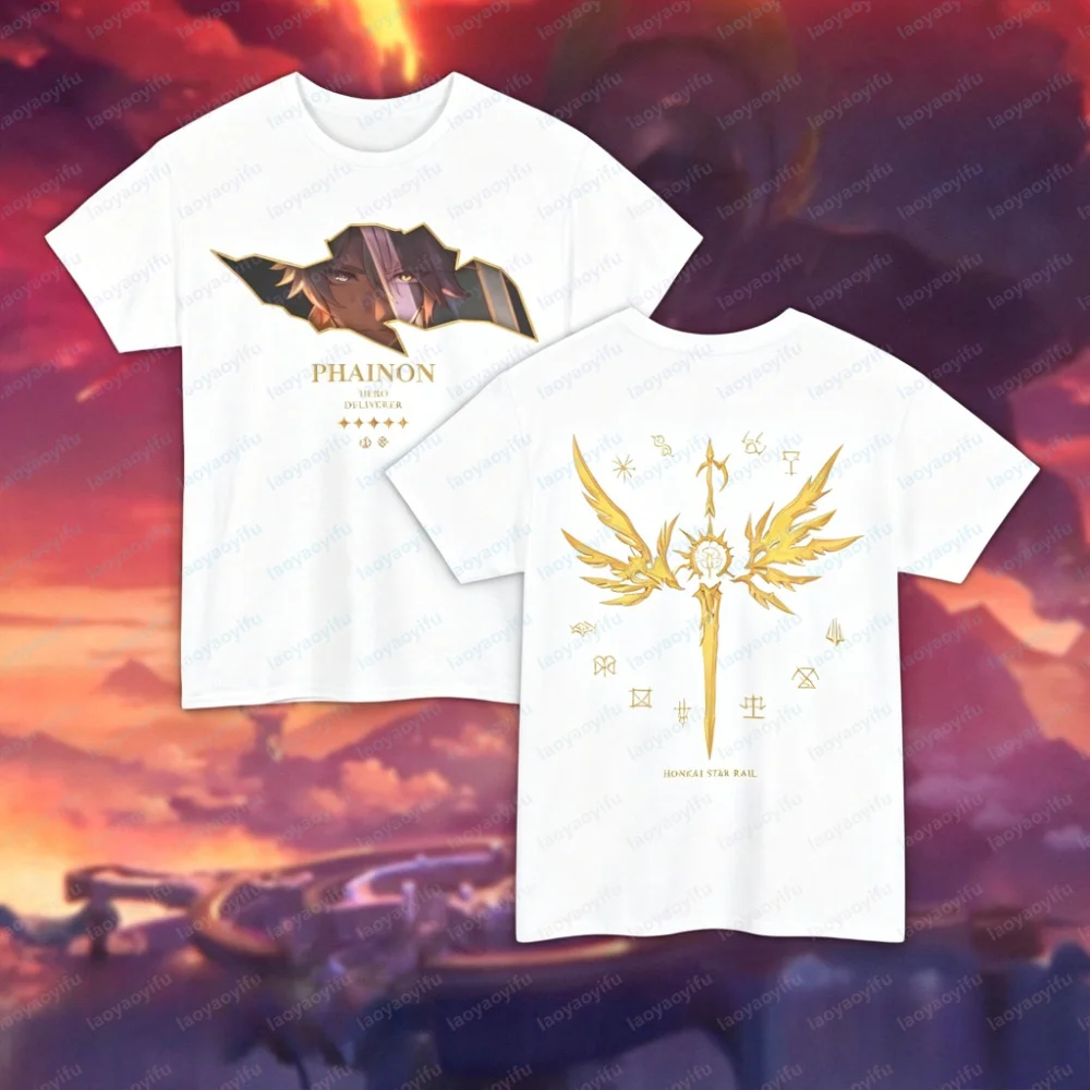 Phainon Honkai Star Rail T-shirt Double Sided Print Anime Fan Gift Cotton Streetwear Outdoors High Quality Cotton Short-sleev