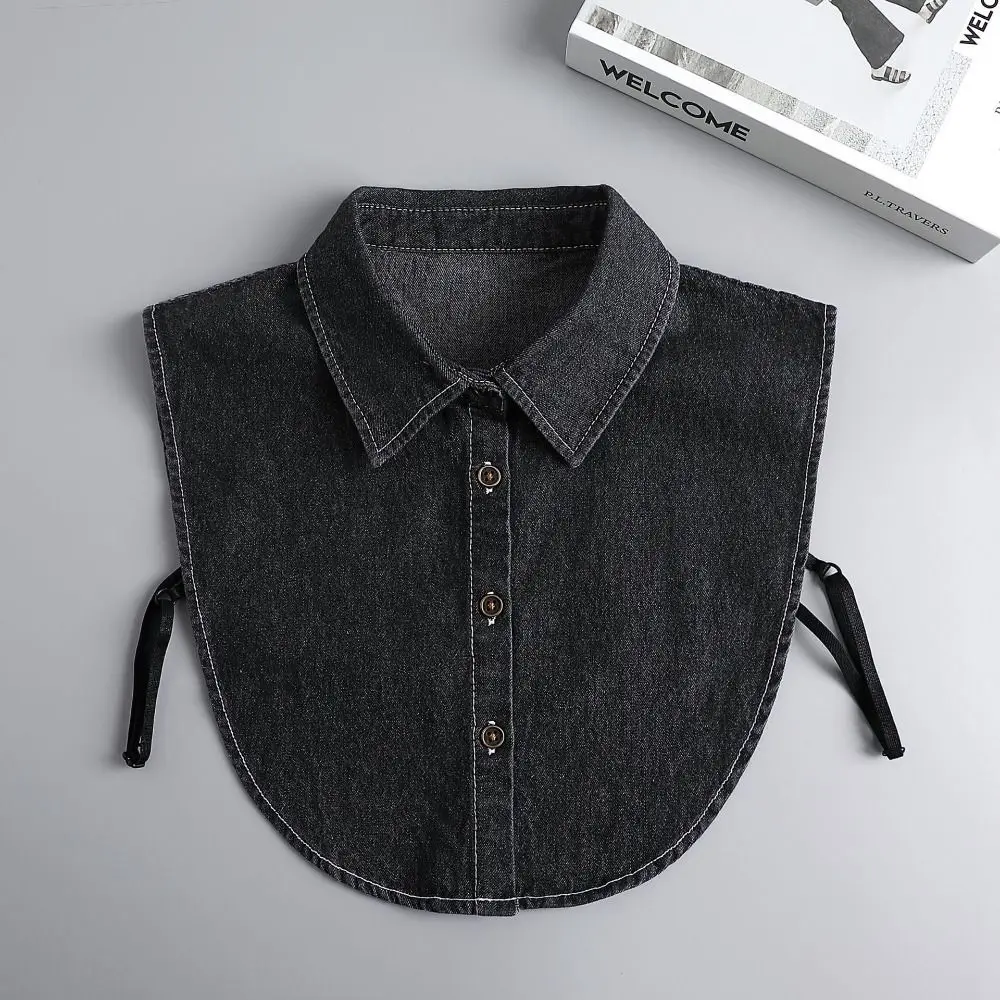 Detachable Denim Fake Collar Sharp Collar Black Lapel Half Shirt Korean Style Square Collar False Blouse Collar