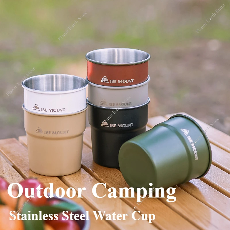1/4Pcs Stainless Camping Cup Beer Wine Cups Portable Stainless Steel Tableware Stackable Camping Water Cup for Travel 300ML