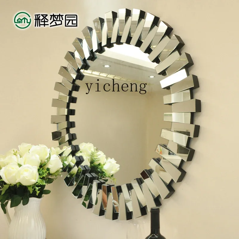 W29- three dimensional hanging mirror decorative entrance bathroom mirror round neoclassical postmodern style