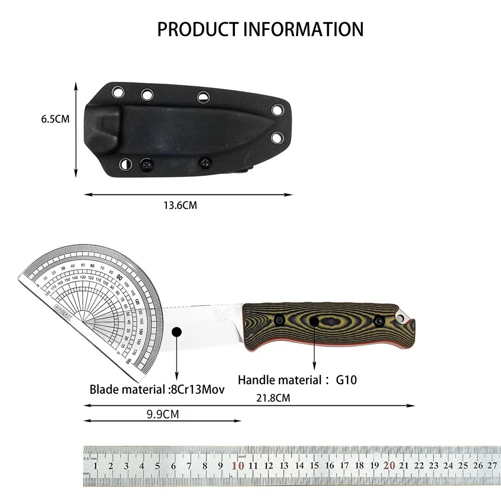 المخفية كانيون هنتر BM 15002 مستقيم مقبض سكين 3.54 "شفرة مثبتة الصيد سكينة سرفايفل G10 مقبض مع غمد أداة خارجية