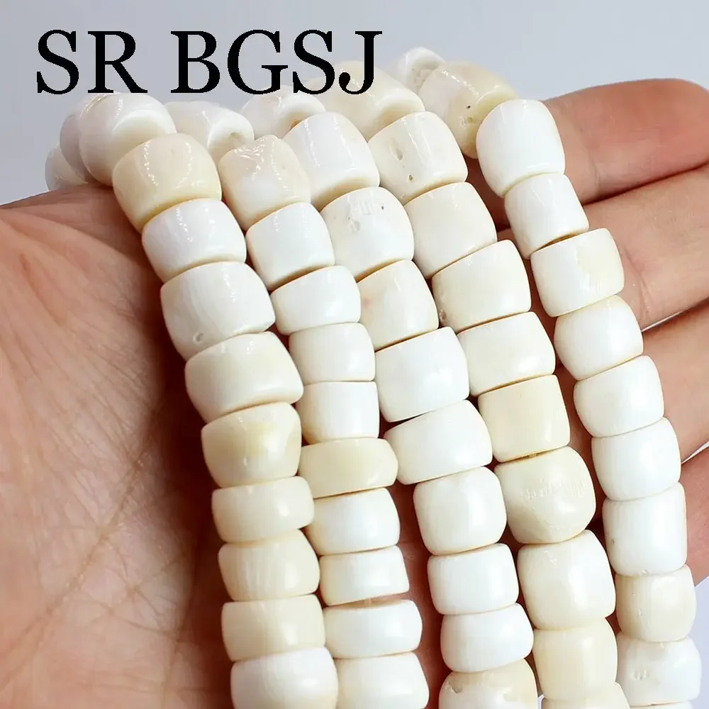 Rondelle Column Natural Large Big White Coral Jewelry Necklace Bracelets DIY Making Loose Beads 15\