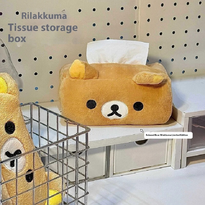 Cute Bear Plush Tissue Box Holder Easy Pull Paper Towel Organizer Cartoon Style Storage For Girls Home Kitchen Decor