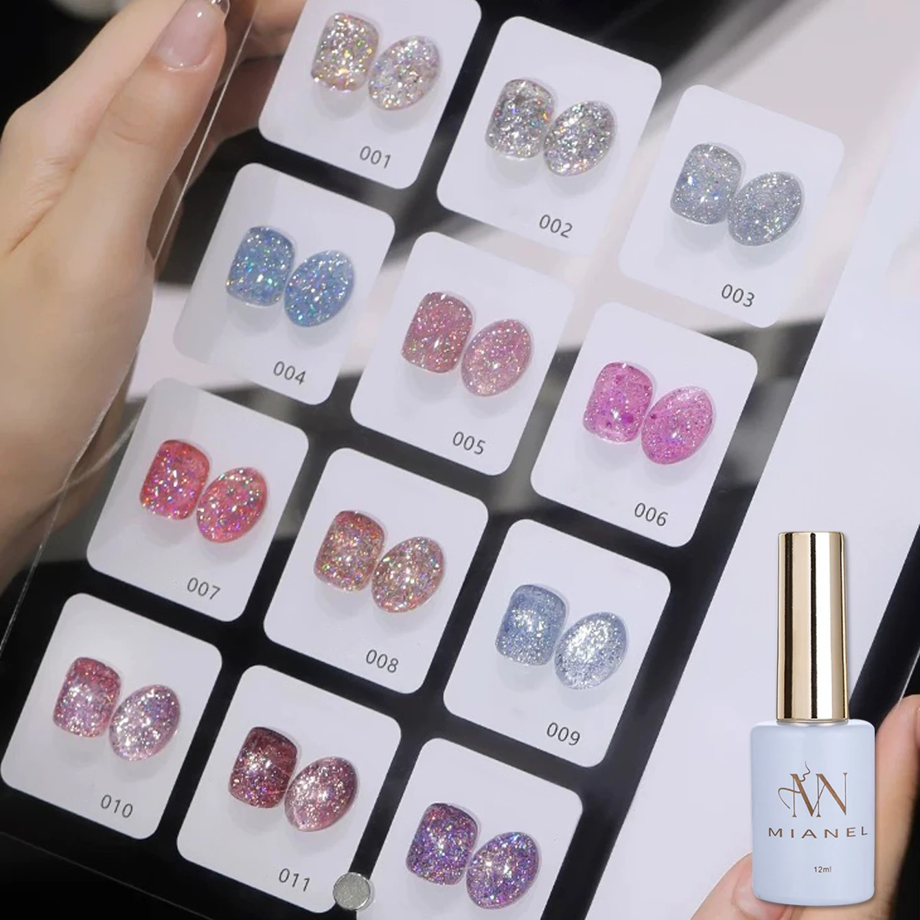 MIANEL 12 ml Sommernägel Wishing Star Burst Glitzer-Gel-Nagellack 2025 Whitening Beliebte feine glitzernde gebrochene Diamantnägel