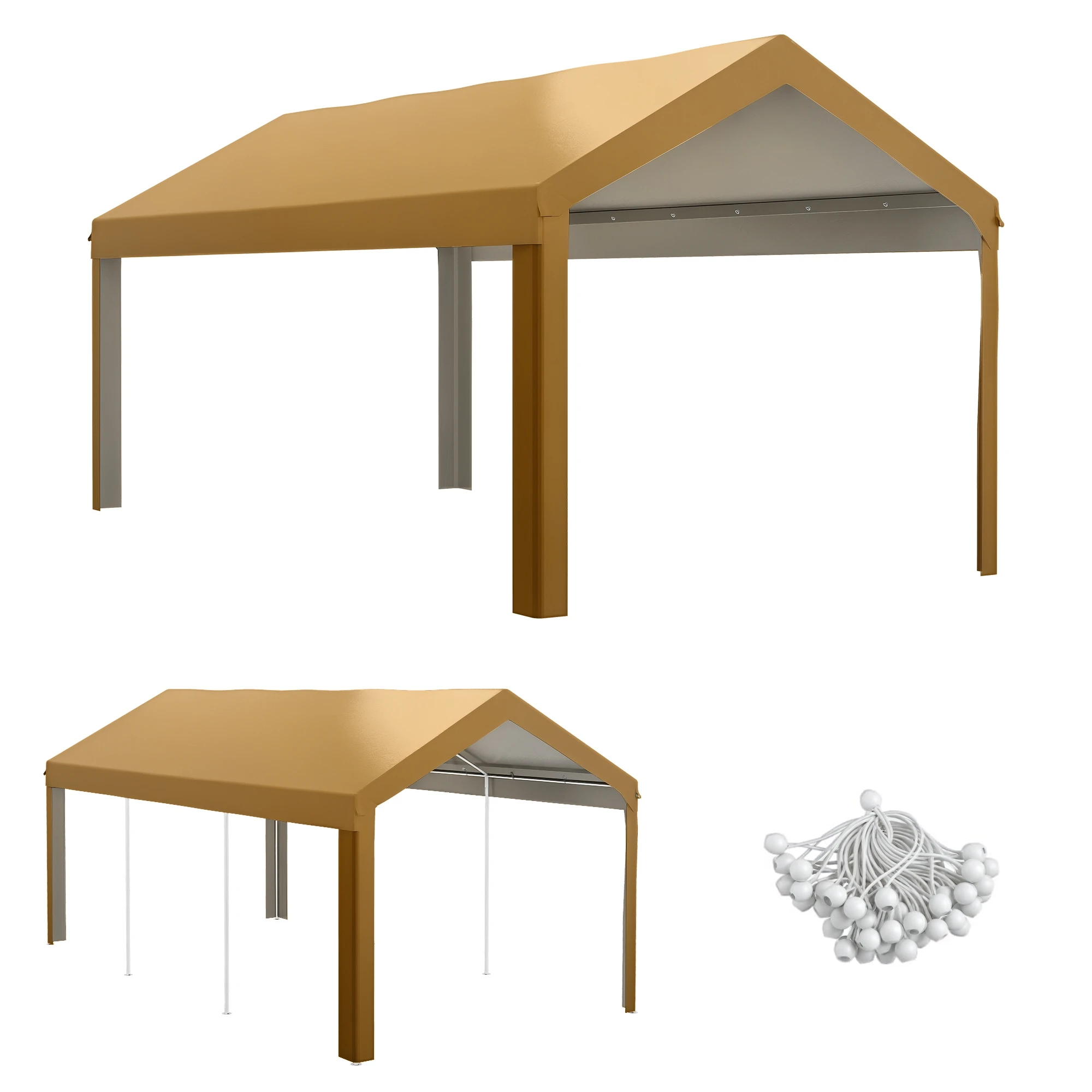10 x 20ft Carport Top Canopy Replacement, UV Resistant, Beige