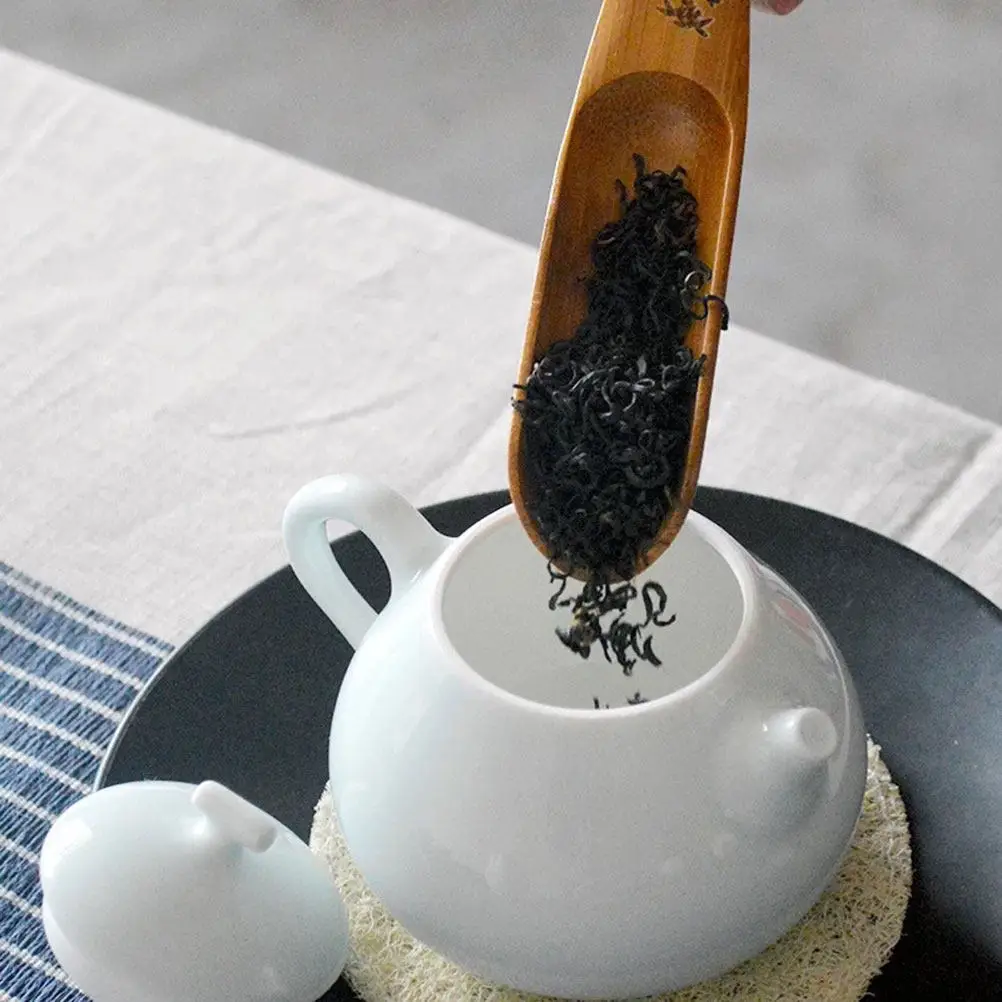 Bamboo Tea Spoon Fishtail Design Light Weight Easy Clean Multi Use Scoop for Tea Coffee Sugar Flour Nuts Raisins Home