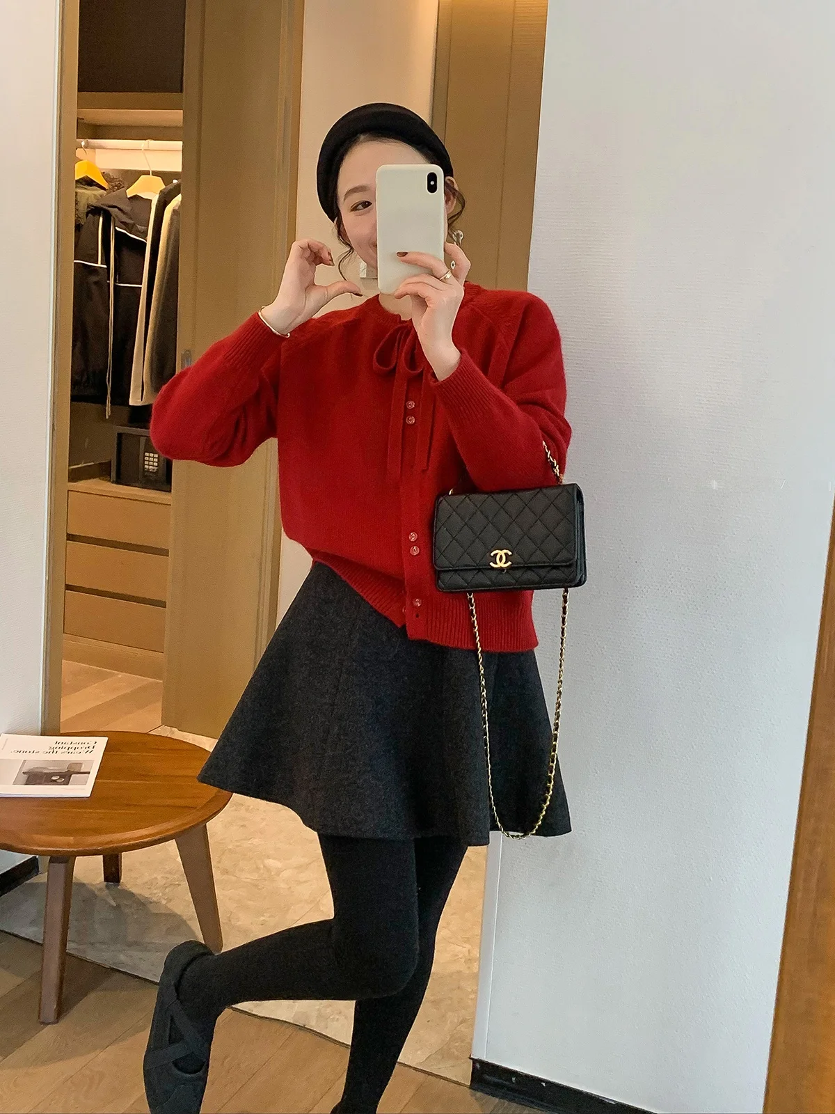 

Красный вязаный кардиган-накидка женский, модный, для повседневной носки, в корейском стиле, с длинным рукавом, новинка зимы, бренд Love Devil Fi