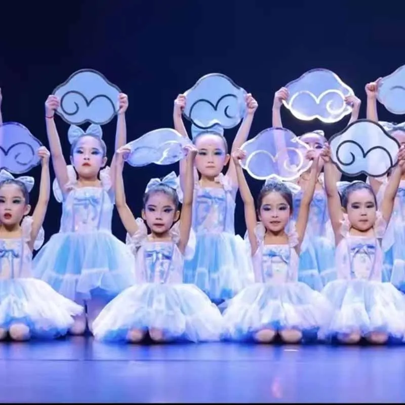 Детское танцевальное платье, балетное платье-пачка, пышная тюлевая юбка с блестками для девочек, вечерние наряды принцессы для выступлений в детском саду