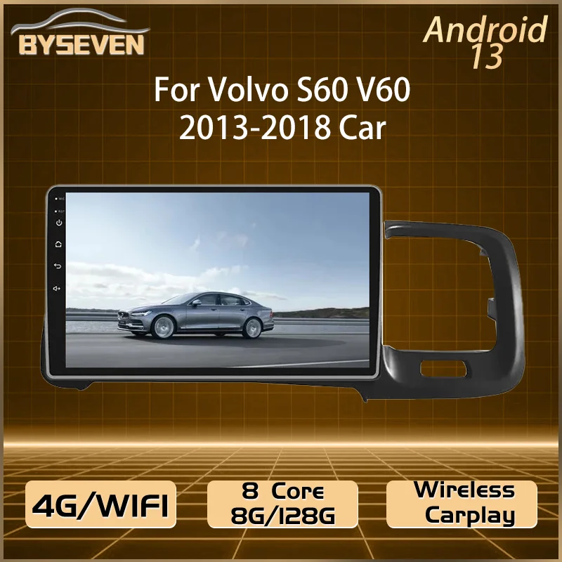 BySeven Android 13 Auto Radio For Volvo S60 V60 2004-2013 Car Multimedia Player GPS Navigation Head Unit Stereo Video Player IPS