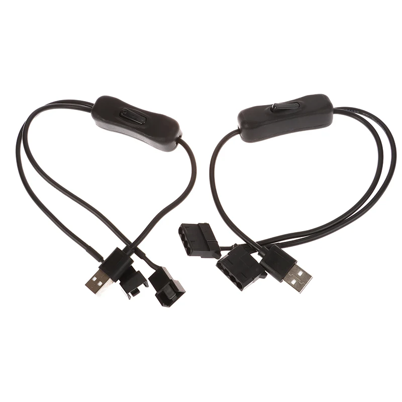 **1Pc 1 To 2 4 Pin USB Cable 12V To 5V Computer Case Fan Power Supply Fan Power Switch Adapter Cable With On Off Switch
