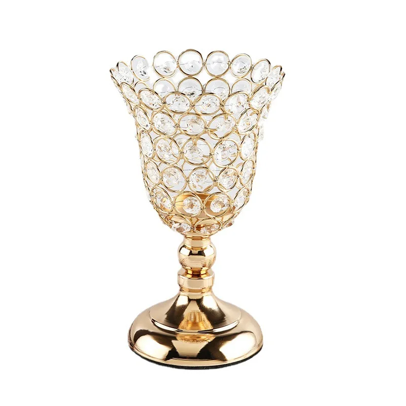 European Style Creative Metal Iron Crystal Hollow Candle Holder for Home  Decoration