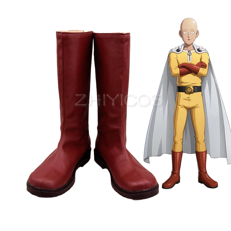 ZHIYICOS Anime One Punch Man Saitama Cosplay Shoes Boots Zipper-up Halloween Party Shoes Custom Made
