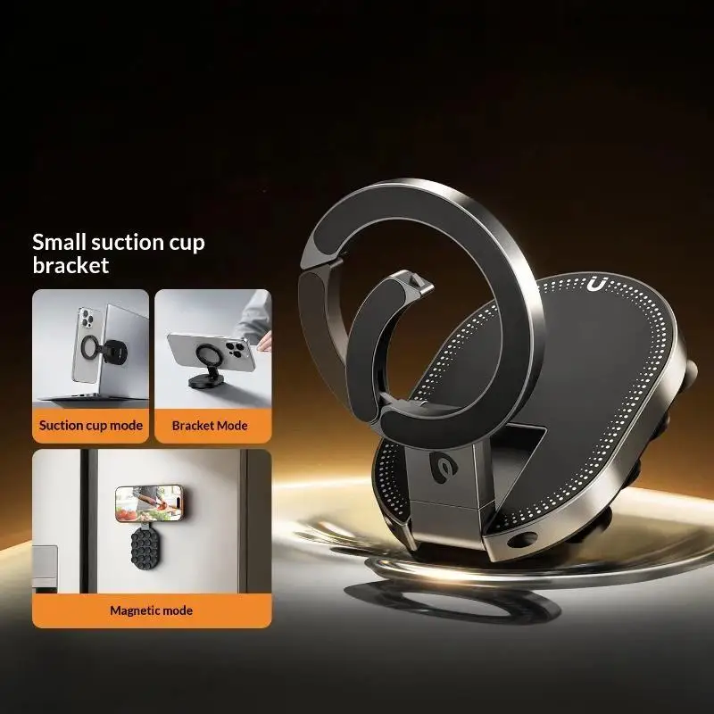 Foldable Rotatable 3 In 1 Mini Suction Cup Magnetic Car Phone Holder Vacuum Adsorption Super Stable Car Accessories