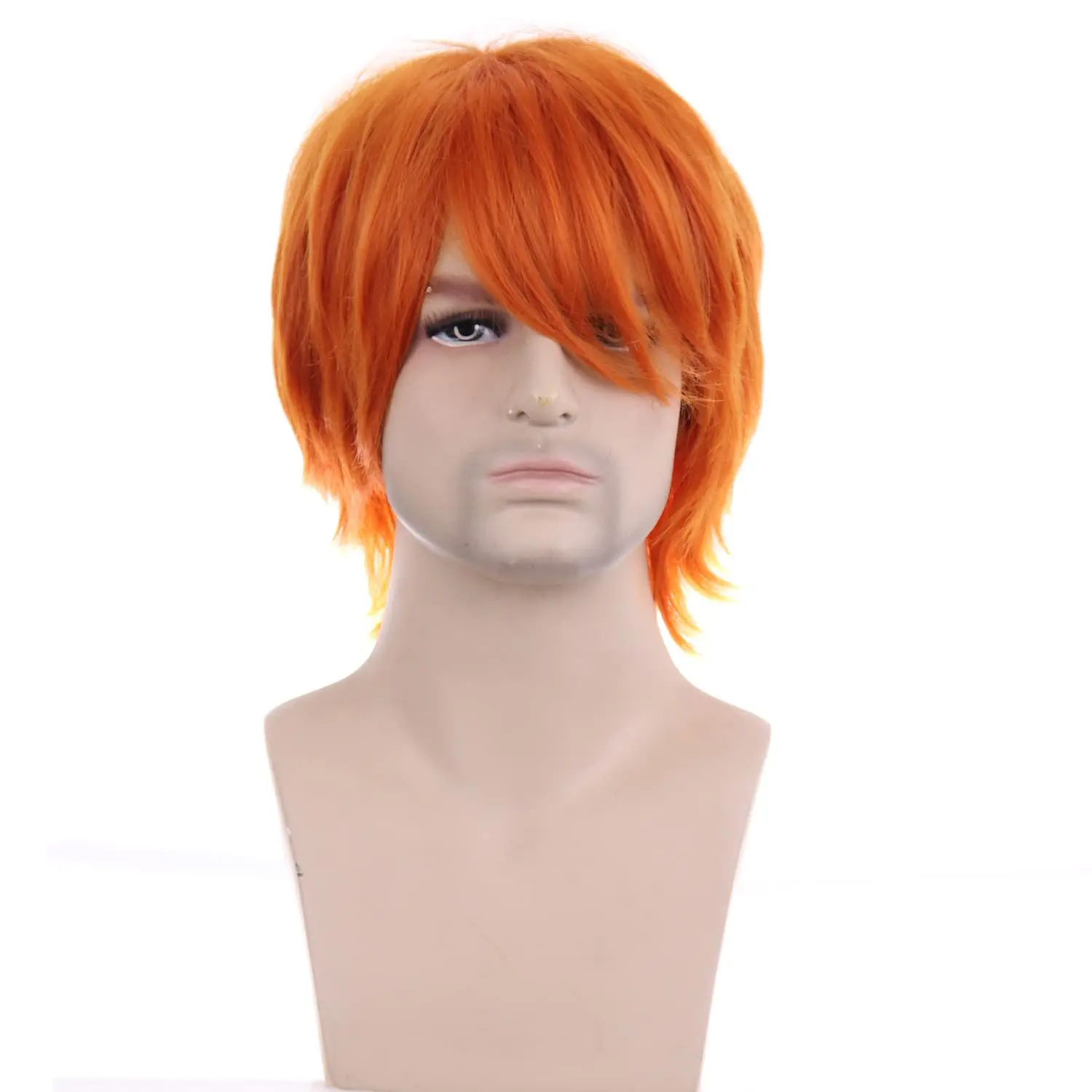 Ciemnopomarańczowa peruka Krótka peruka Imbirowa peruka Cosplay Peruka na imprezę kostiumową i przebierankę Krótka peruka dla mężczyzn i kobiet Peruki na Halloween