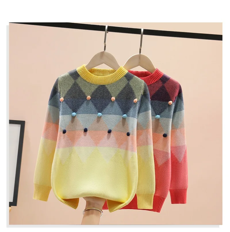 

Winter Children's Sweater Clothing Kids O-Neck Pullover Knitting Sweaters Girl's Clothes Outerwear Keep Warm Knitted Sweater