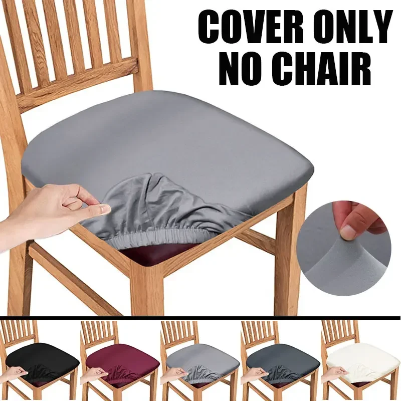 1/2/4/6PCS Removable Chair Seat Covers Solid Color Elastic Washable Chair Cushion for Dining Room Home Banquet