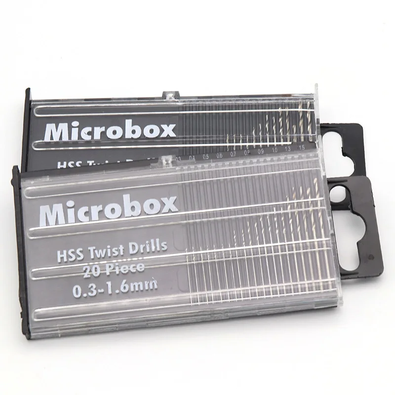 20pcs/set 0.3mm-1.6mm Mini High Speed Steel Twist Drill Bit Set Micro HSS drill bit set with Case
