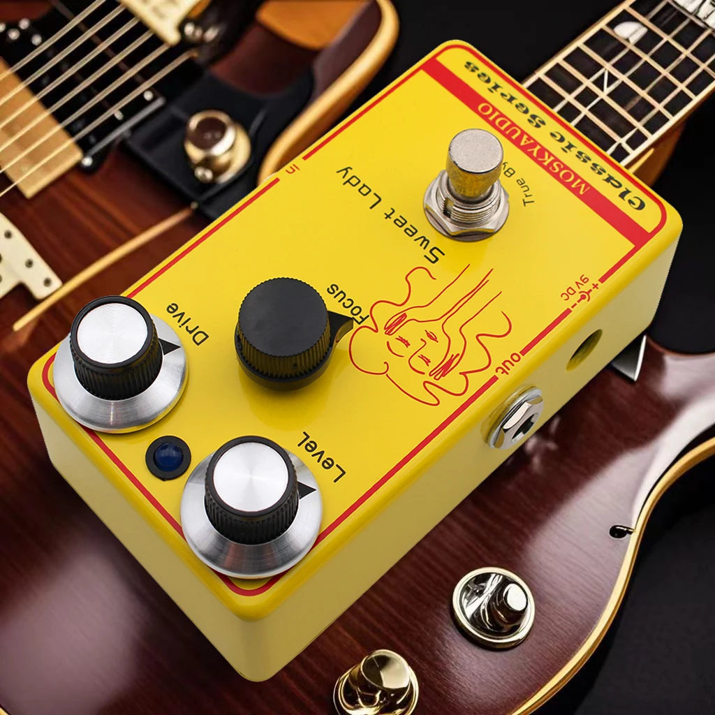 Mosky Sweet Lady Overdrive Effect Pedal pour guitare électrique avec entraînement de niveau et contrôle de mise au point