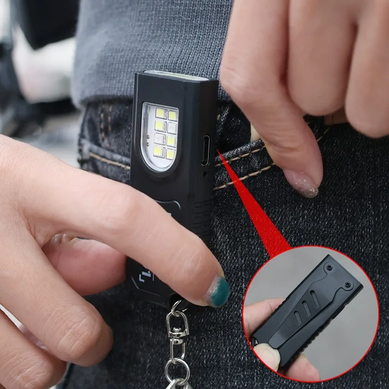 Mini Keychain Flashlight Portable Magnet LED Camping Lamp USB Charging Torch Light Outdoor Hiking Fishing Waterproof Flashlights