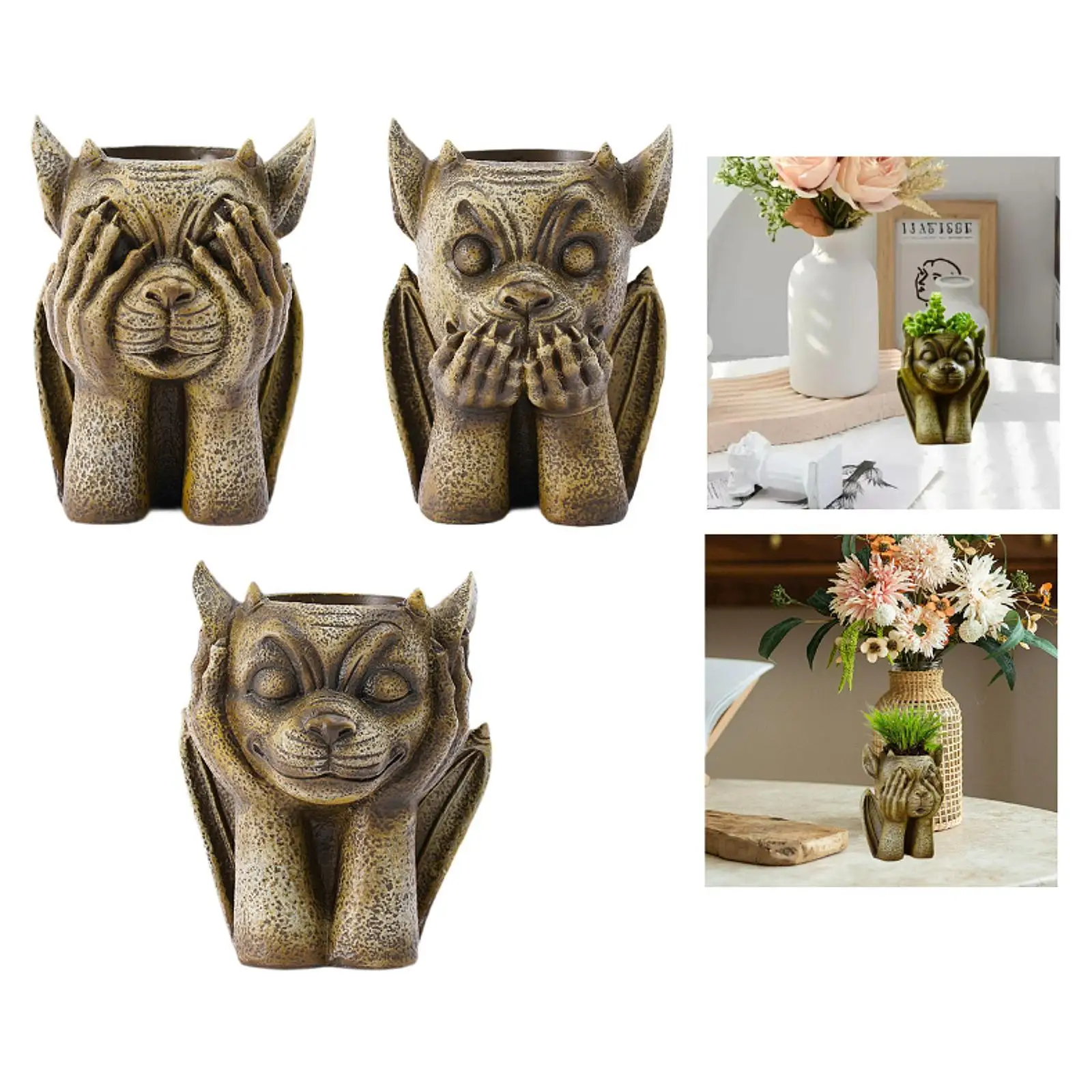 

Gargoyle Statue Gothic Figure for Plant Resin Crafts Container Landscaping