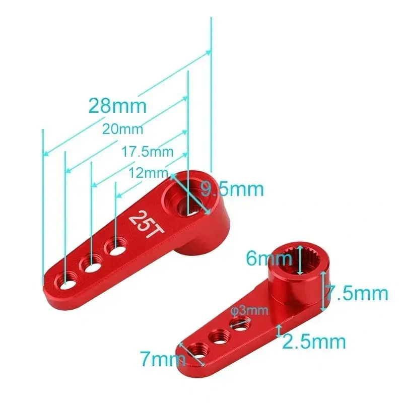 25T Metal Servo Arm 28.5mm 3 Holes Servo Horn for 1/10 RC Car Crawler Boat Wltoys Futaba HSP Axial SCX10 Upgrade Accessories
