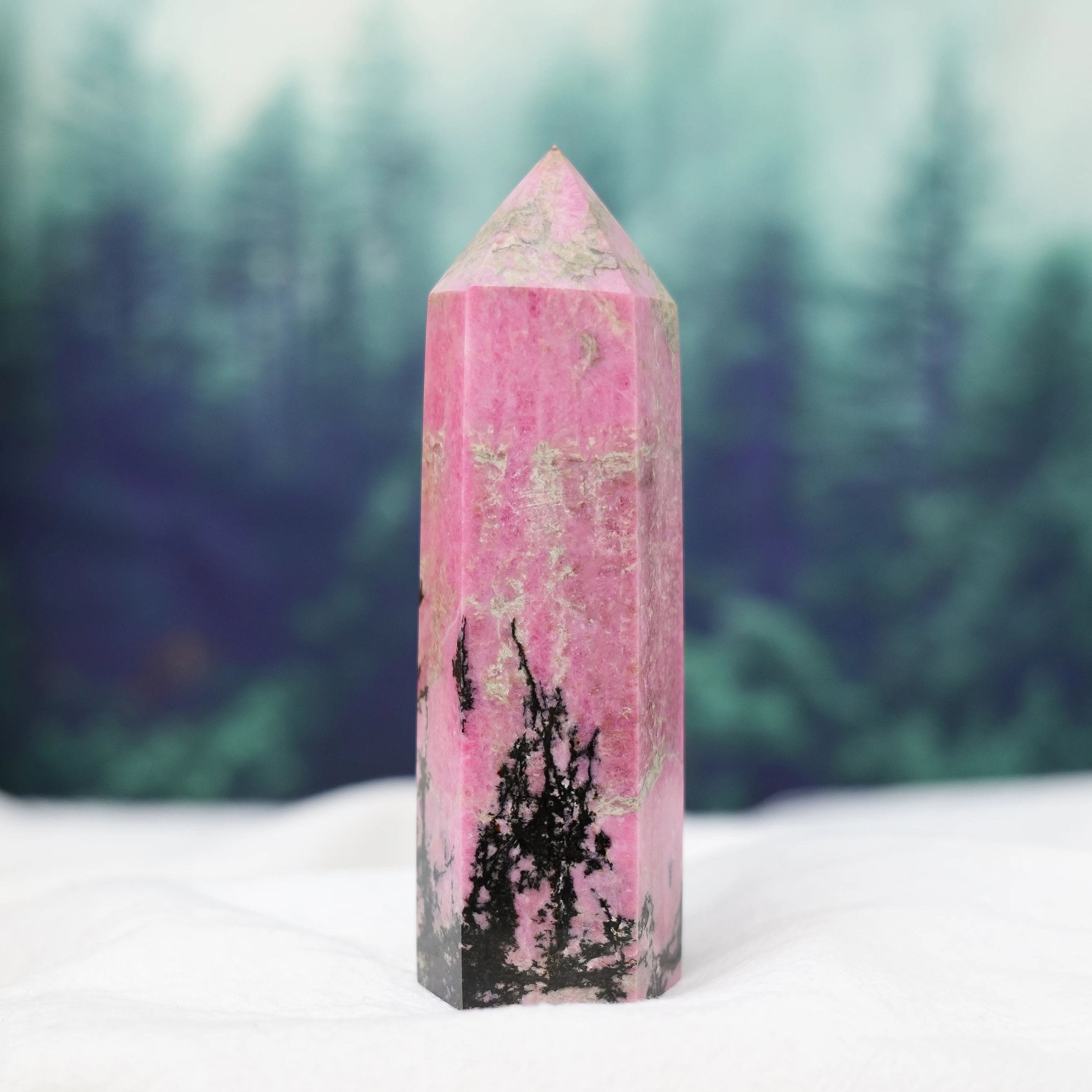 1pc Natural Crystal Rhodonite Point Healing Obelisk Pink Stone Wand Rhodochrosite Energy Quartz Pyramid Ornament Home Decor