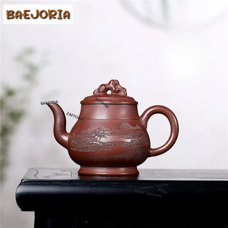 BAEJORIA 330ml Yixing Purple Clay Teapots Handmade Taihu Lake Stone Pot Raw Ore Dragon's Blood Sand Mud Kettle Zisha Tea Set