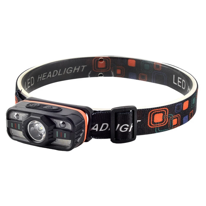 Rechargeable LED Headlamp Sensor Headlight With COB And LED Beads 6 Lighting Modes White And Red Light Fishing Light