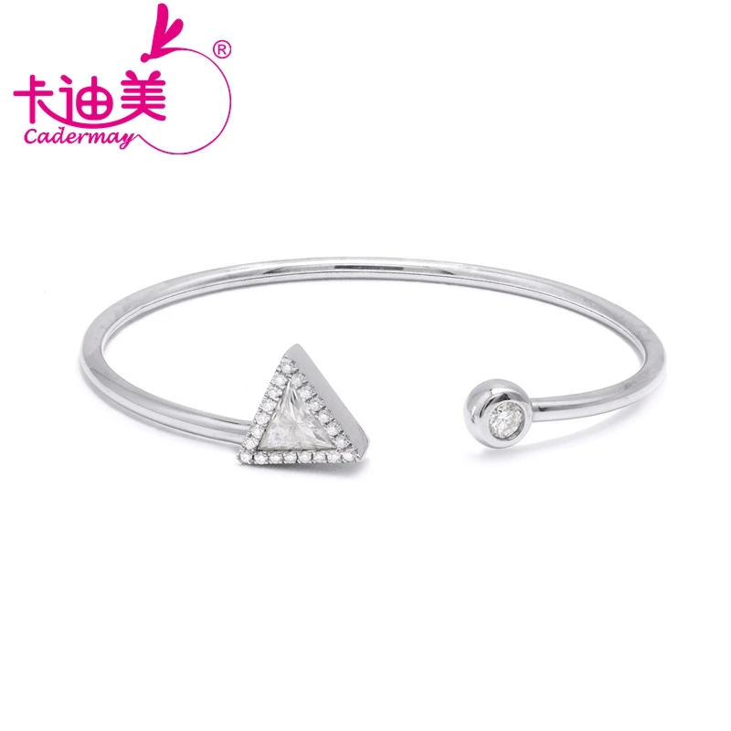 

CADERMAY Fashion 2022 Triangle and Round Shape Moissanite Bracelet for Women Silver Material Fine Jewelry