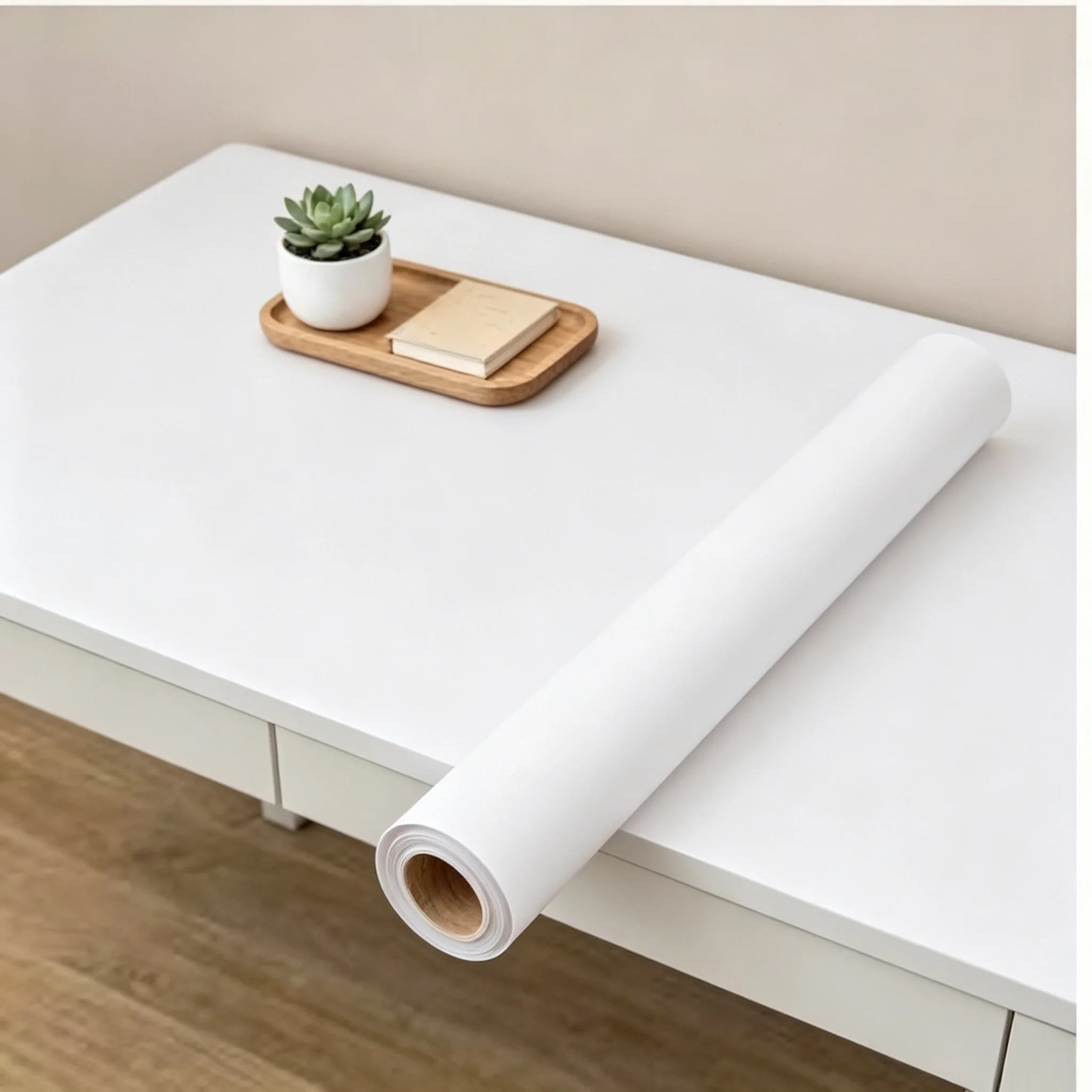 55cm Width White Matte Vinyl Self-Adhesive Wallpaper Waterproof Wall Stickers for Living Room Furniture Home Decor Contact Paper