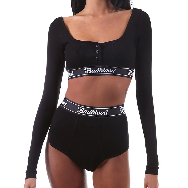 Badblood T-shirt vest short T-shirt women American Spice Girls long-sleeved niche dance sports top tide