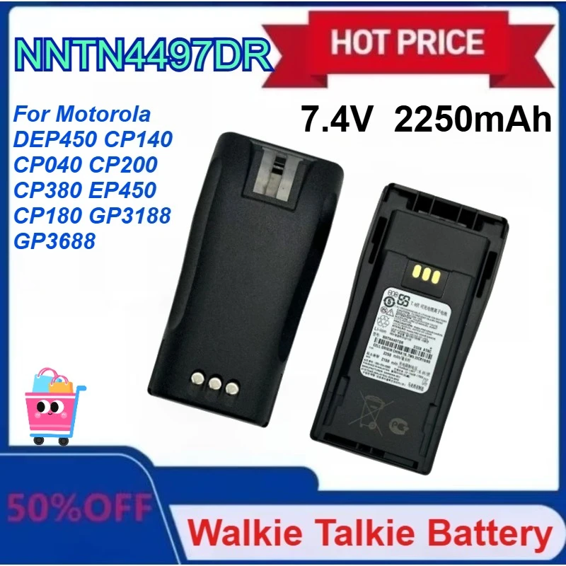 

New NNTN4497DR 7.4V 2250mAh for Walkie Talkie Battery DEP450 CP140 CP040 CP200 CP380 EP450 CP180 GP3188 GP3688 Two Way Radios