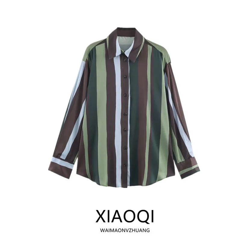 

Winter 2025 Women's Long Sve Plaid irt Quali Feel Collar Stand New Sle Loose Fit European Faion Teen Girls