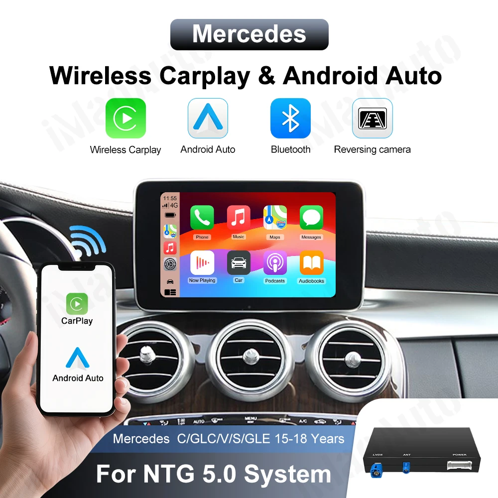 2026 New CarPlay Module for Mercedes Benz 2015-2018 C/GLC/V, Android Auto，Original Screen Upgrade, Easy Installation No Coding