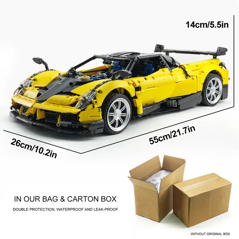 Nuovo MOC-142670 Tecnico Giallo Huayra Super Sprots Modello di Auto Building Block Mattoni FAI DA TE Puzzle Giocattoli di Montaggio Regali di Natale Per Bambini