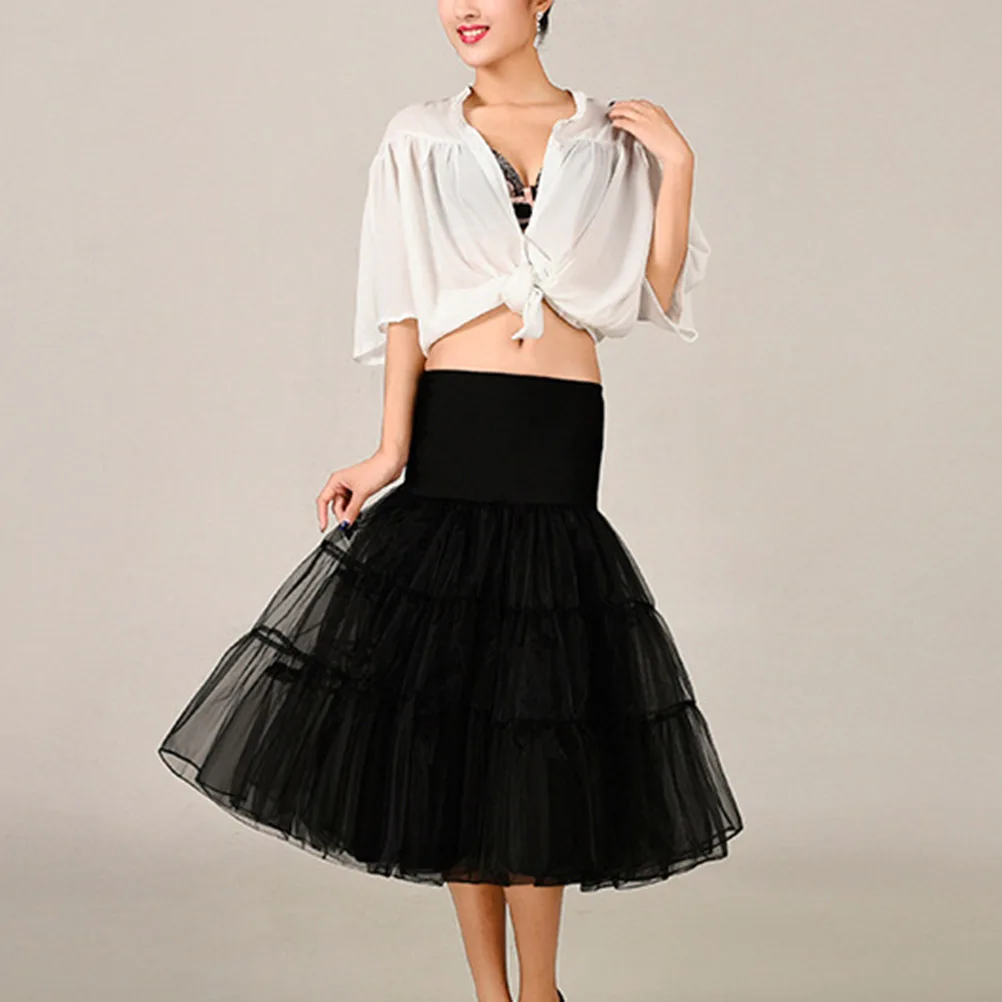 

Black Hoopless Petticoat Retro Underskirt Tutu Skirt Dress Size M for Cosplay Dance Ballet Wedding Stage Costume