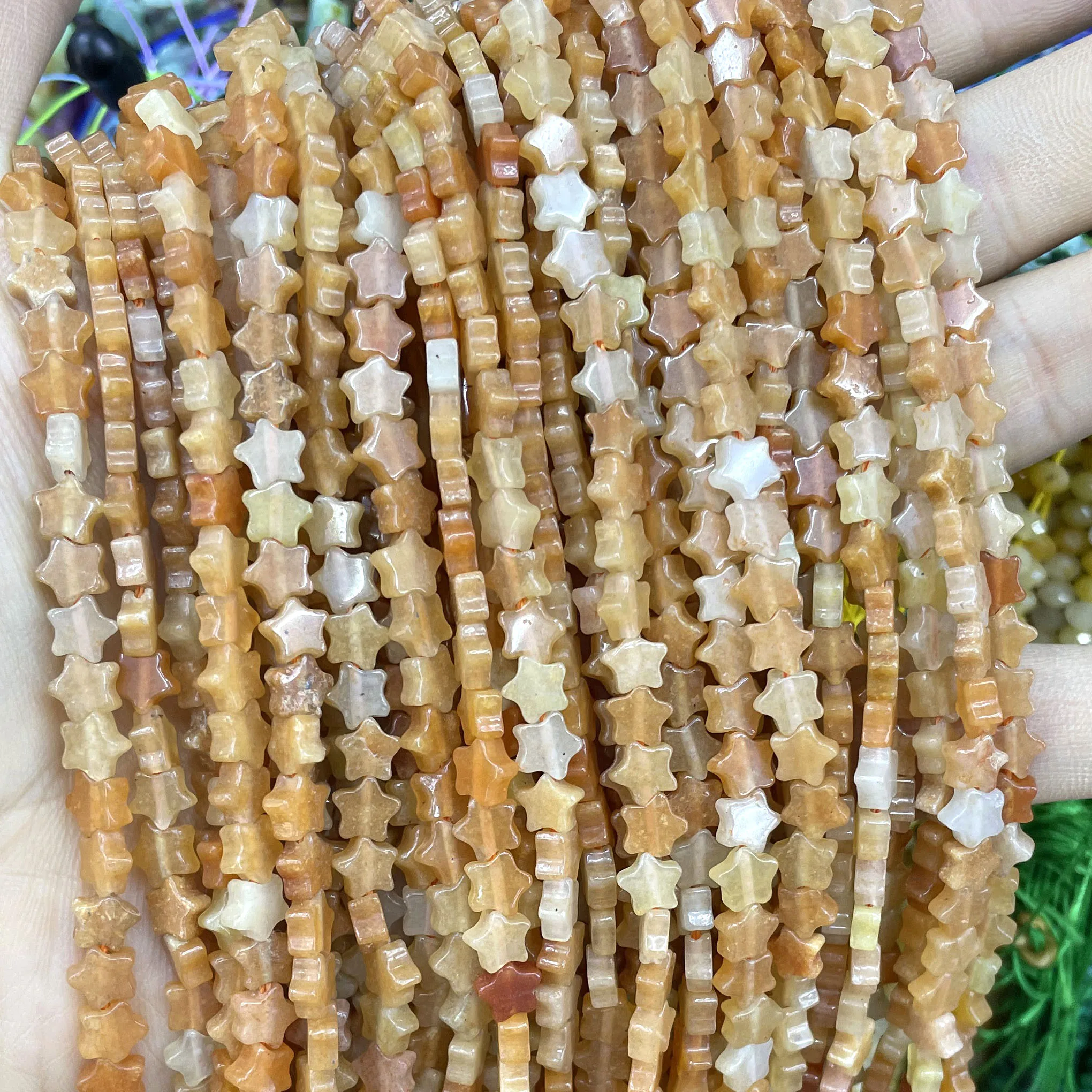 6MM Natural Star Shape Agates Quartz Amazonite Jades Aventurine Loose Spacer Beads For Jewelry Making DIY Bracelet Necklace