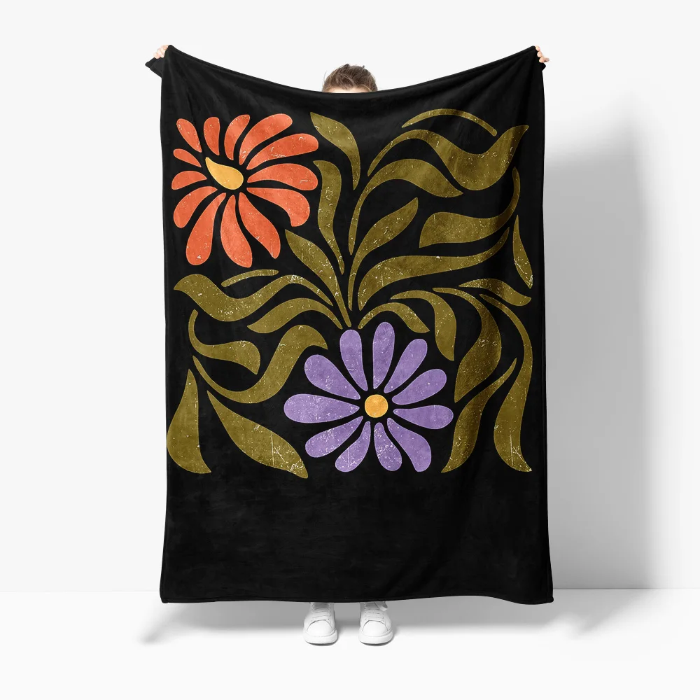 

Психоделическое цветочное одеяло 70-х годов в винтажном стиле, мягкое флисовое одеяло для кровати, декор для дивана, подарок