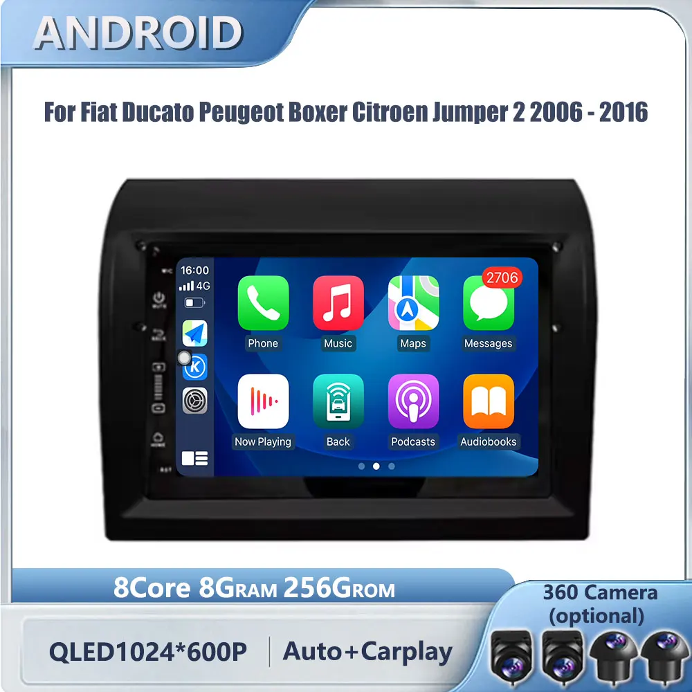 

Автомобильный радиоприемник 7 дюймов для Fiat Ducato Peugeot Boxer Citroen Jumper 2 2006-2016 4G Carplay Android Auto Player Wifi BT DSP