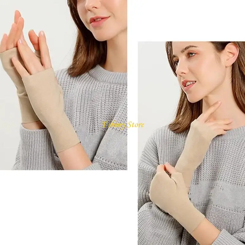 N58F Fingerless Gloves For Students Commuters Wrist Cover Open Finger Precise Tasks Phone Operation Polyester